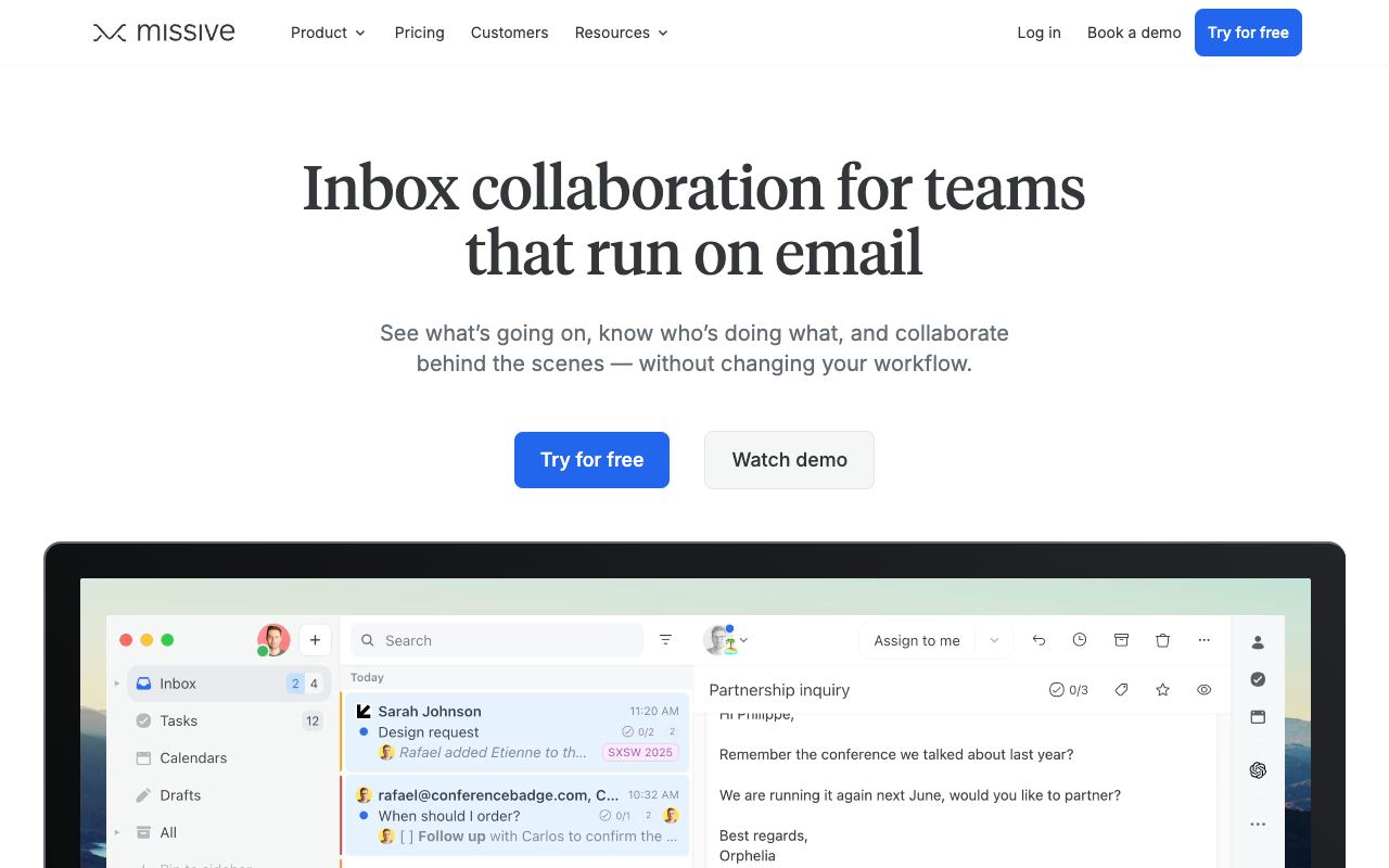 Missive — website screenshot