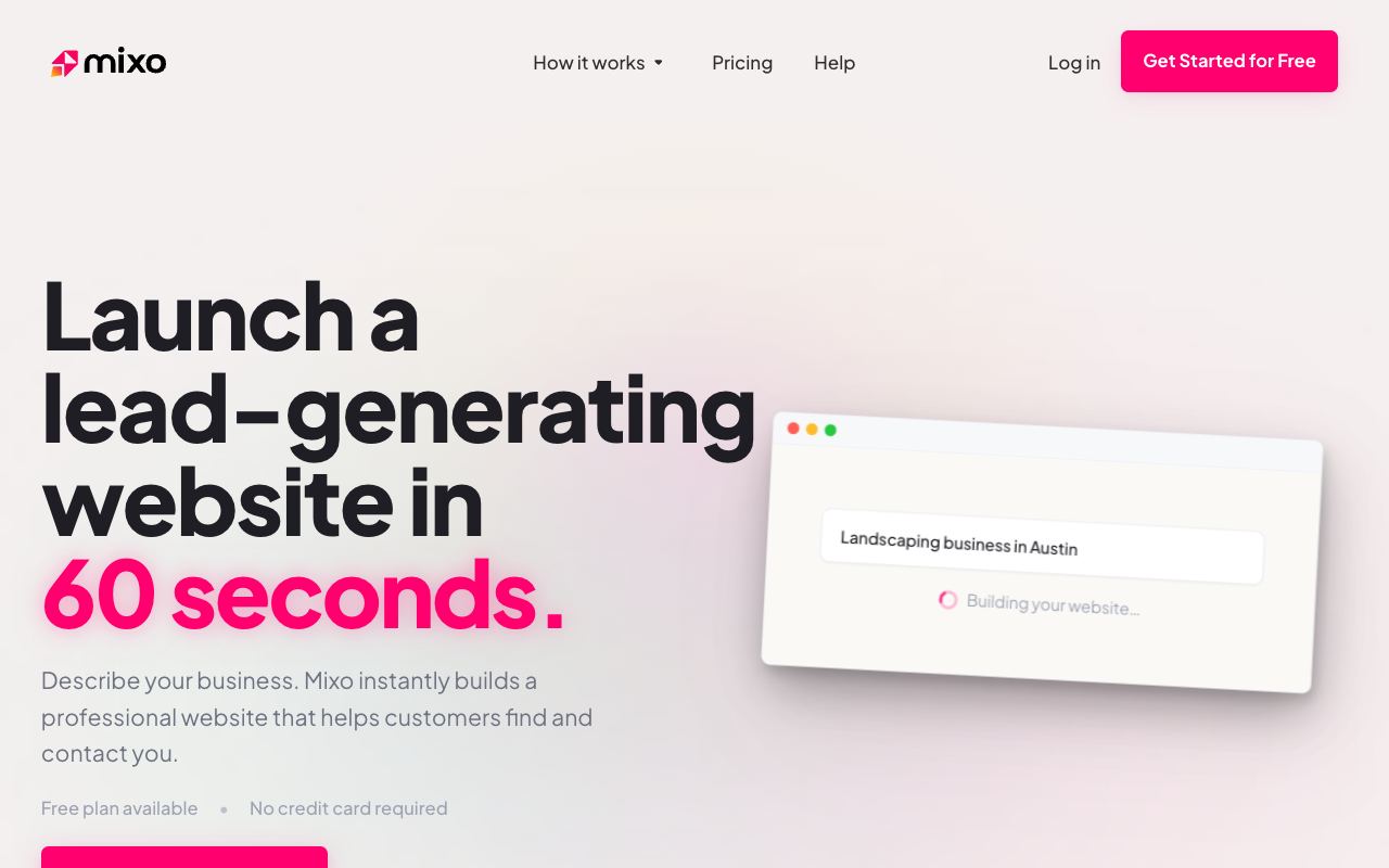 Mixo — website screenshot
