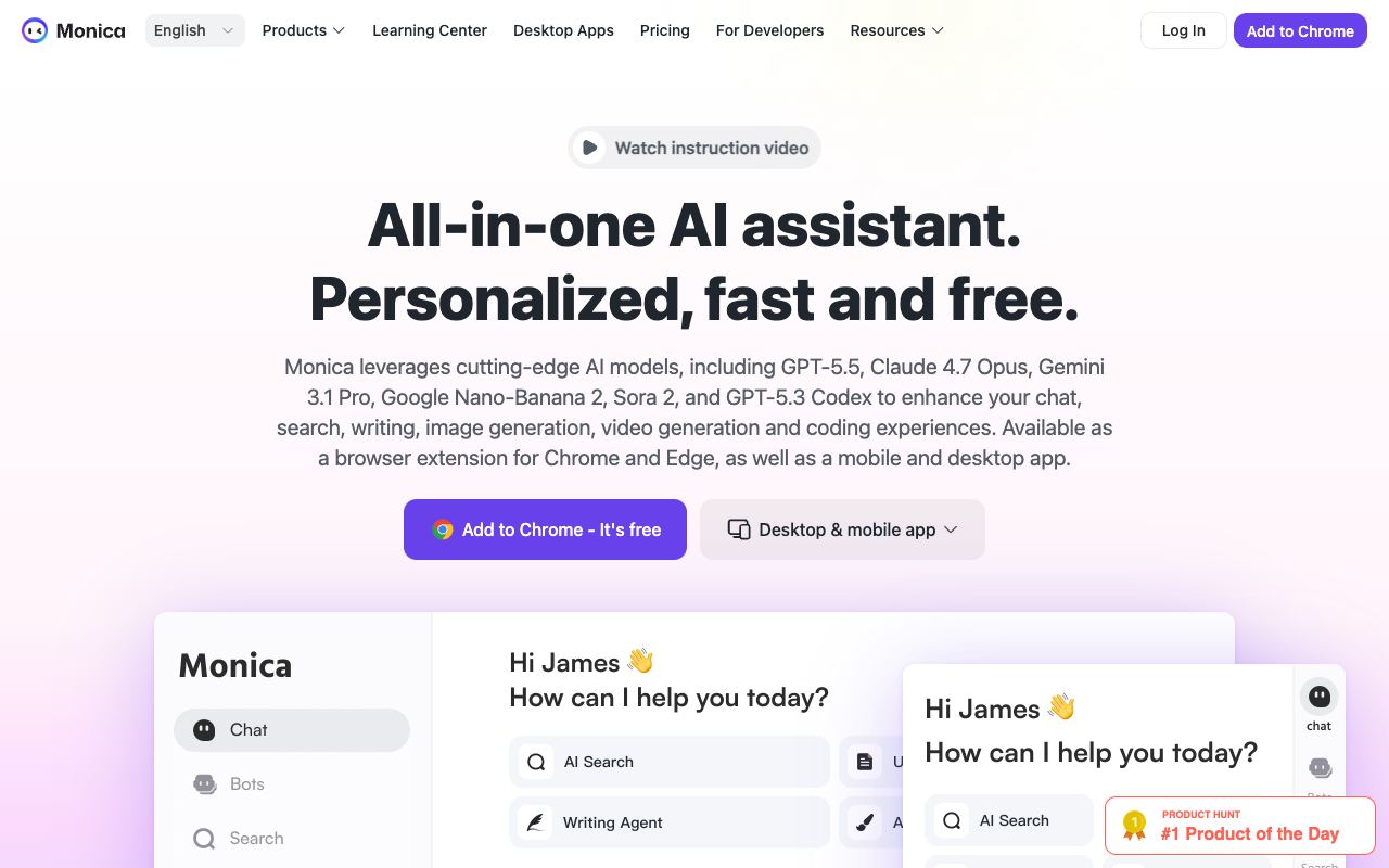 Monica — schermata del sito web