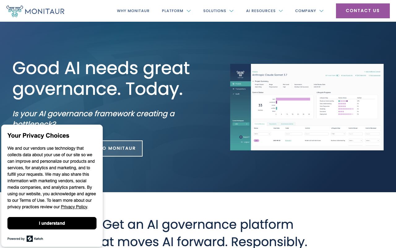 Monitaur — website screenshot