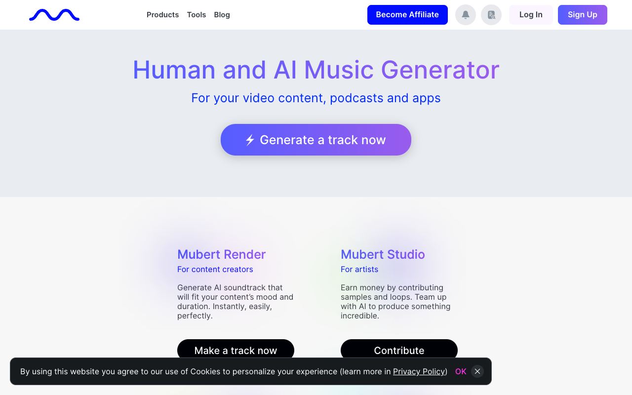 Mubert — website screenshot