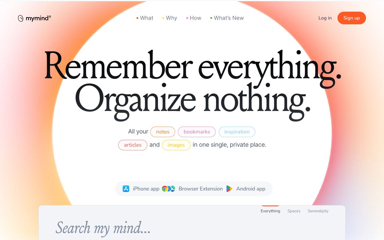 Mymind — website screenshot