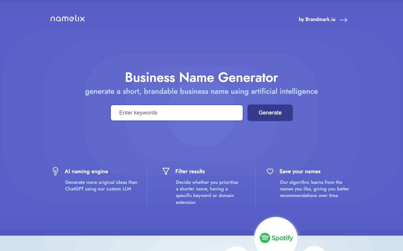 Namelix — website screenshot