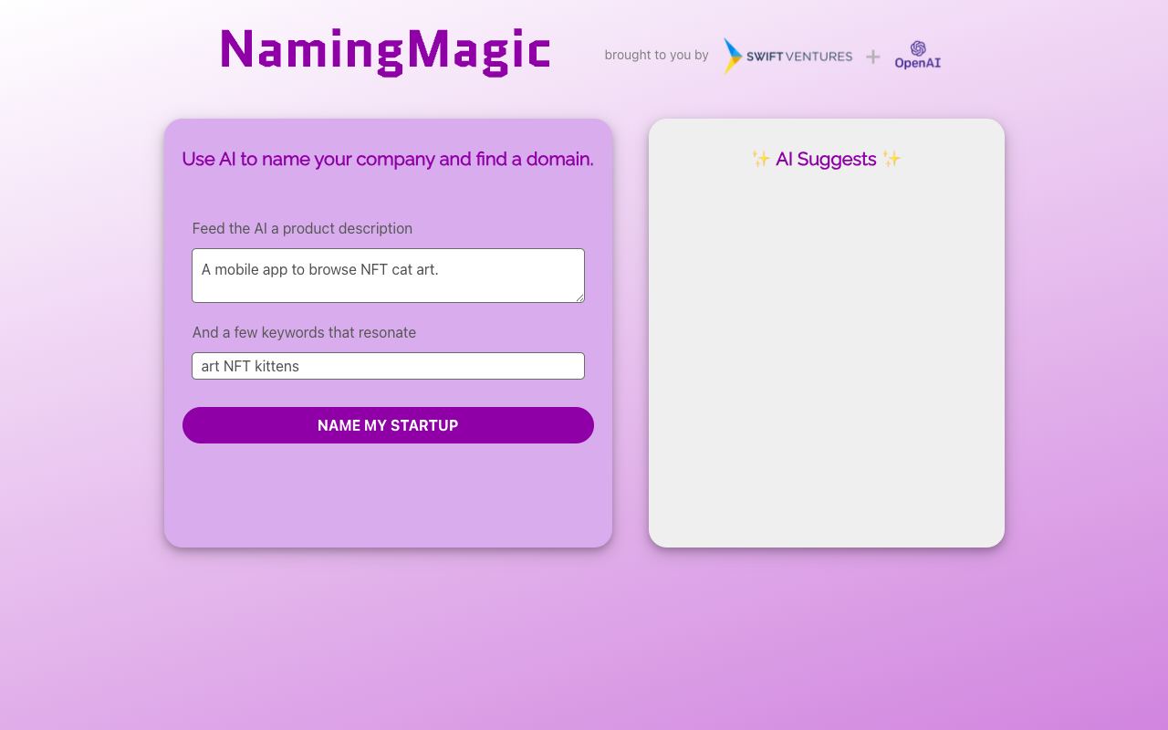 Naming Magic — website screenshot