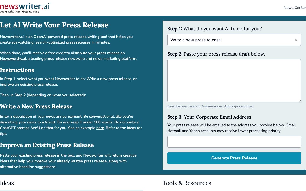 Newswriter.ai — website screenshot