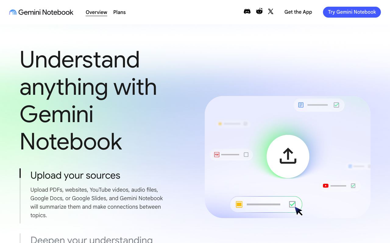 NotebookLM — website screenshot