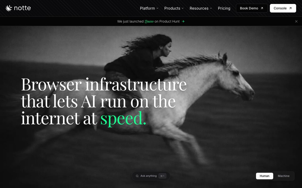 Notte — website screenshot