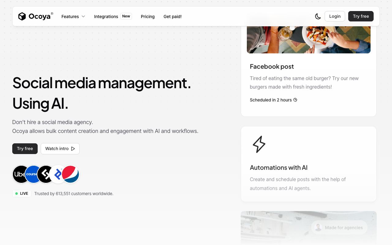 Ocoya — website screenshot