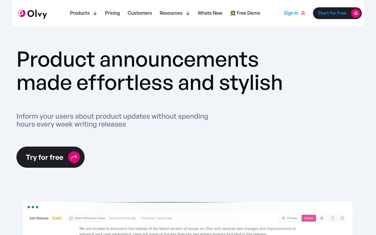 Olvy — site ekran görüntüsü