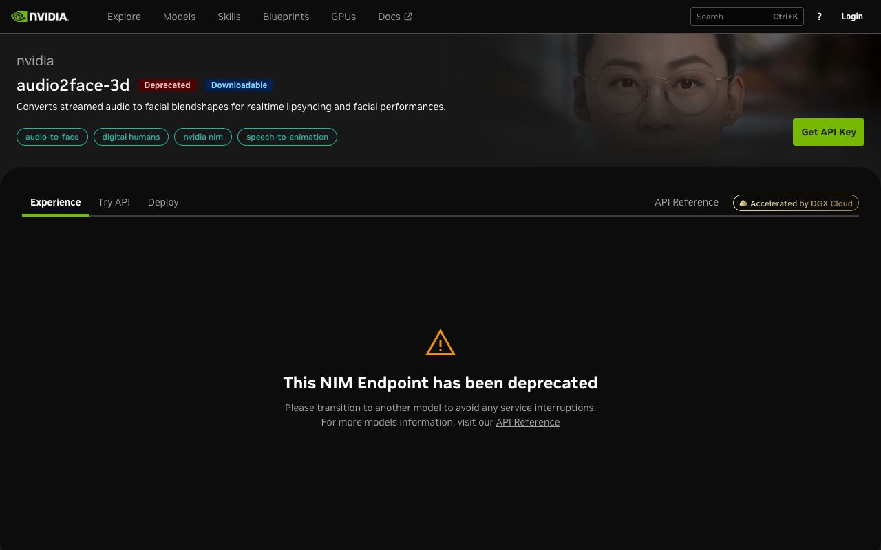 Audio2face — website screenshot