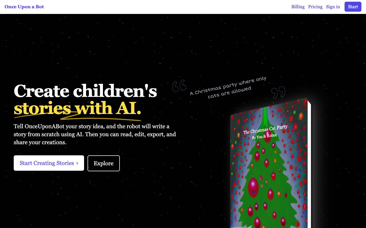 Once Upon a Bot — website screenshot
