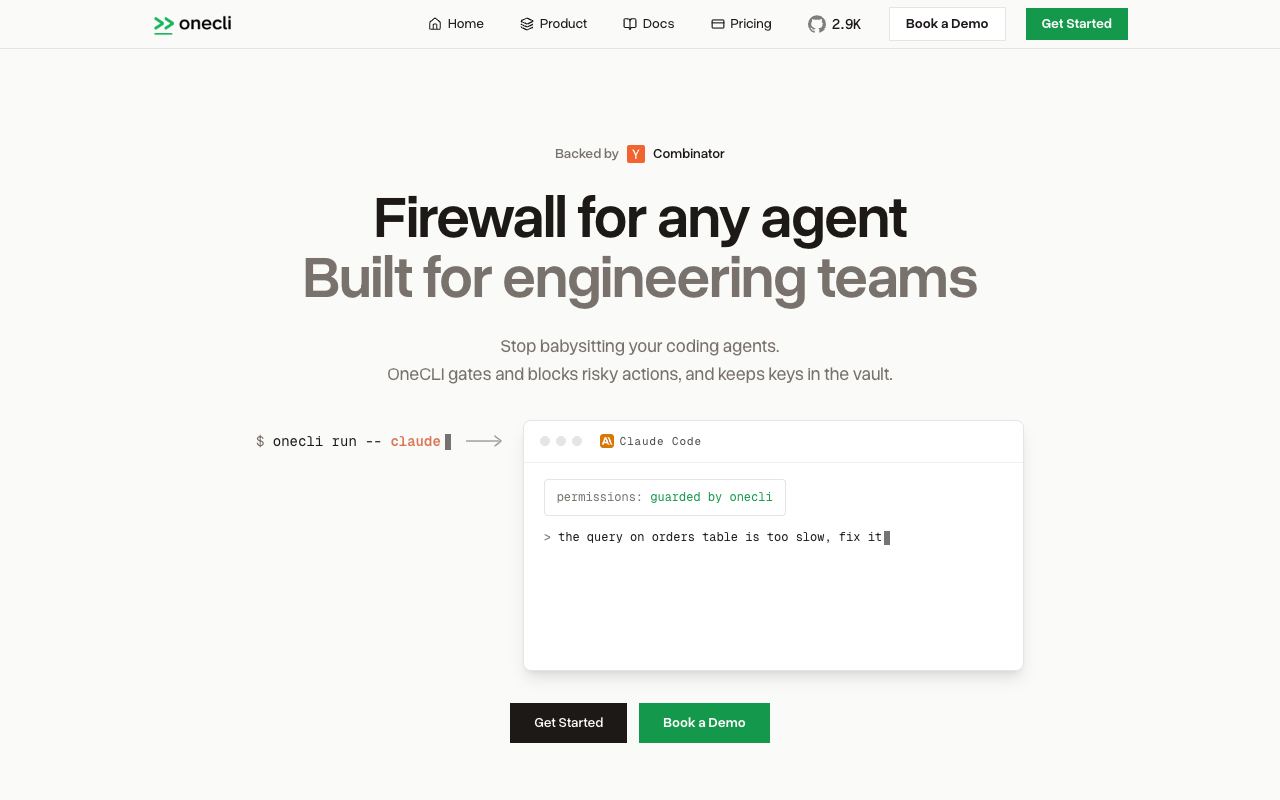 OneCLI — website screenshot