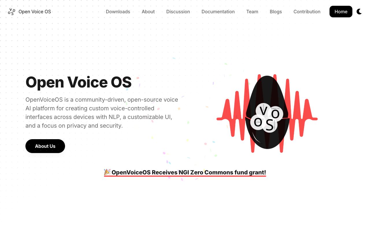 Open Voice OS — website screenshot