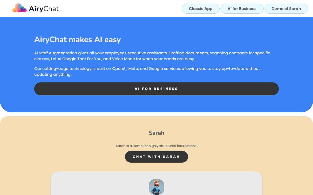 AiryChat — website screenshot