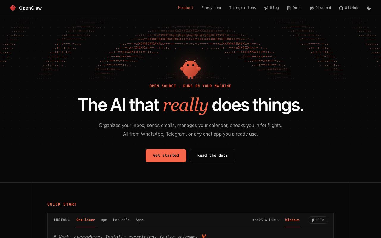 OpenClaw — website screenshot