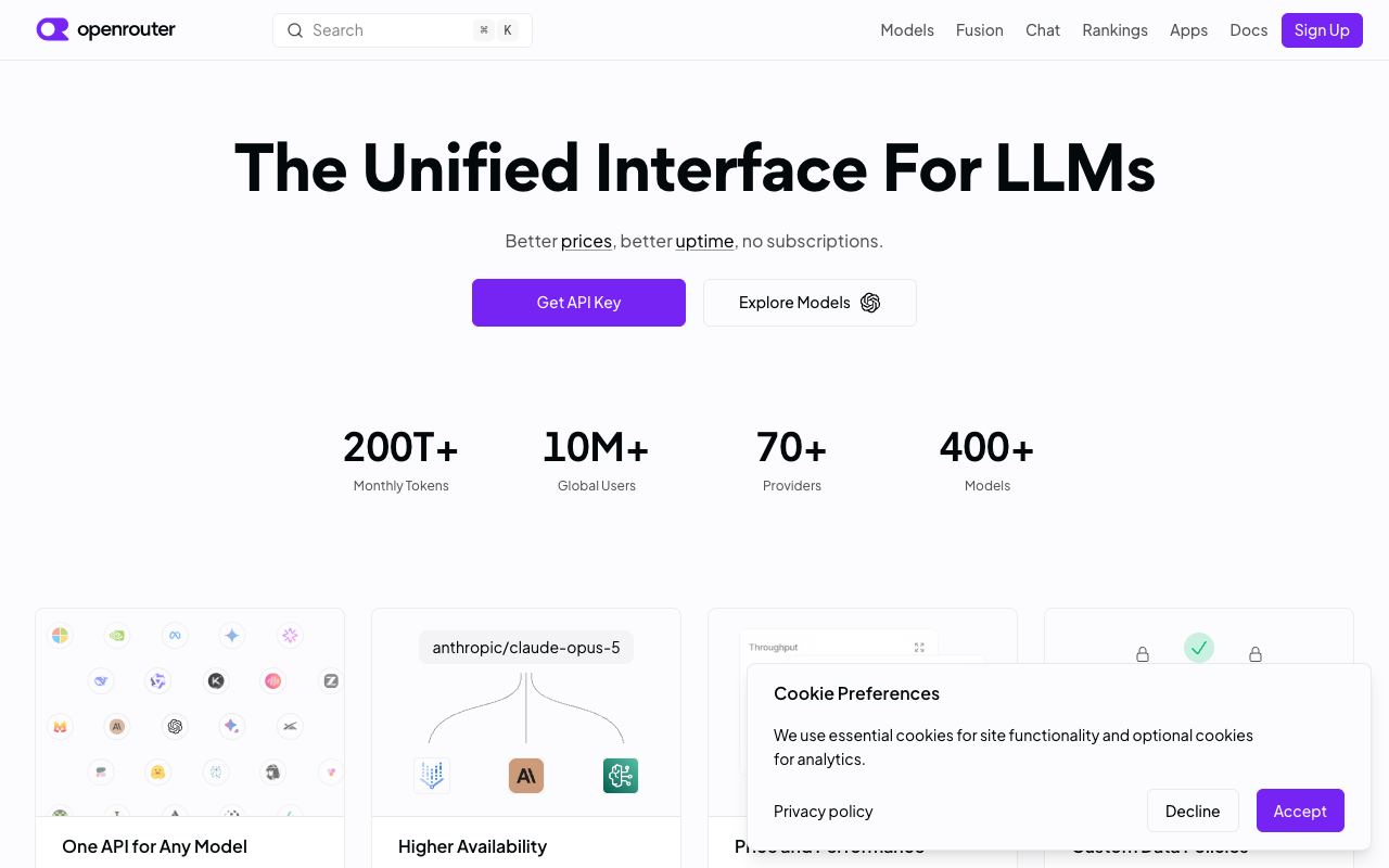 OpenRouter — website screenshot