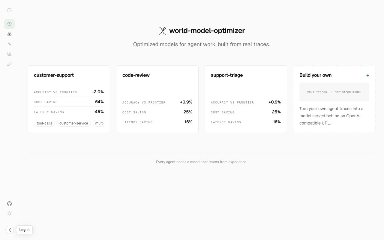 Experiential (World Model Optimizer) — website screenshot