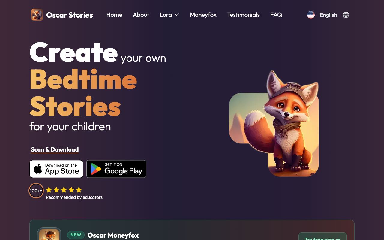 Oscar Stories — website screenshot