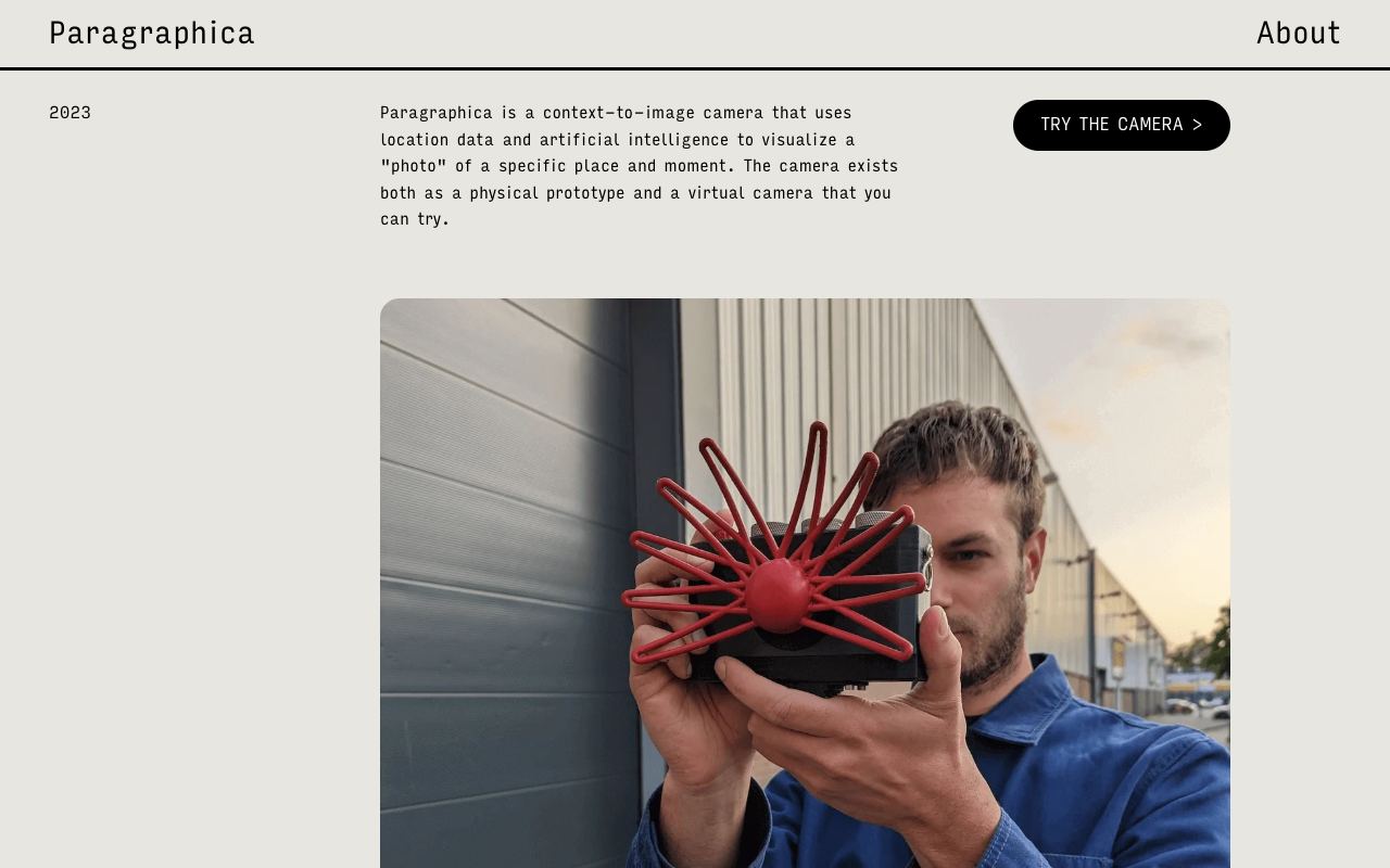 Paragraphica — website screenshot