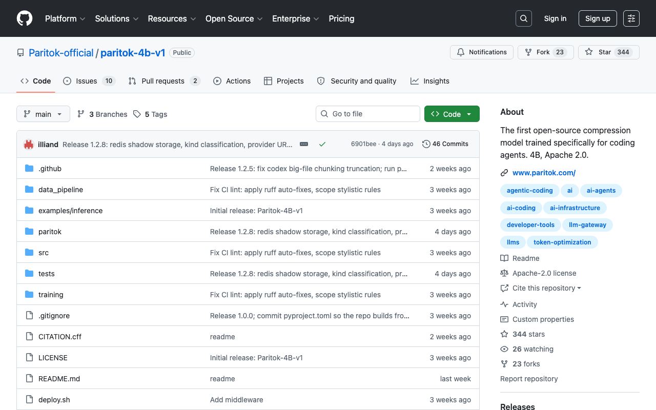 Paritok 4B — site ekran görüntüsü