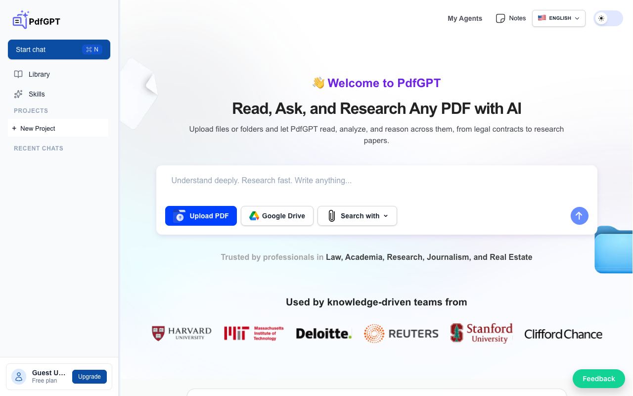 PdfGPT — website screenshot