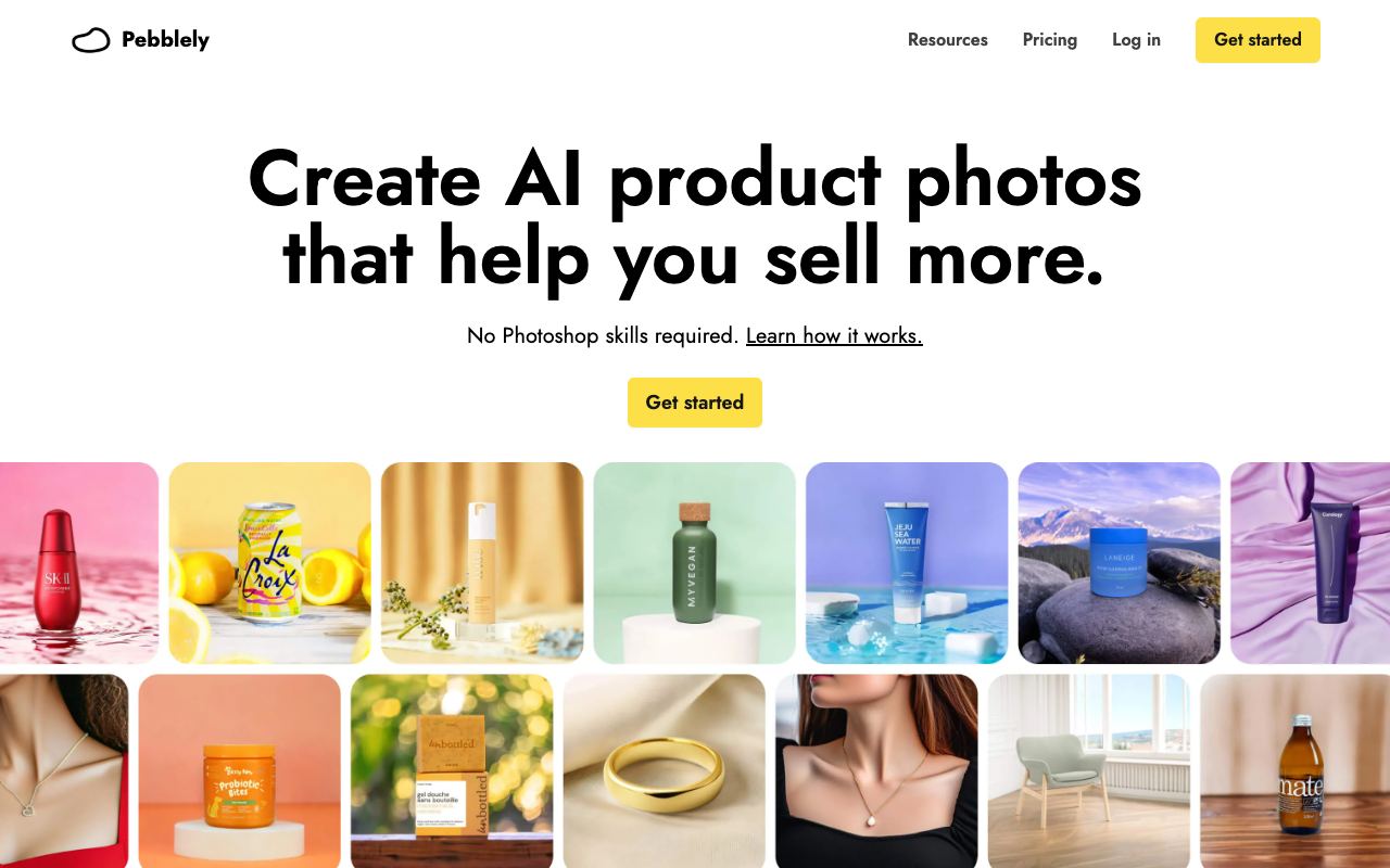 Pebblely — website screenshot