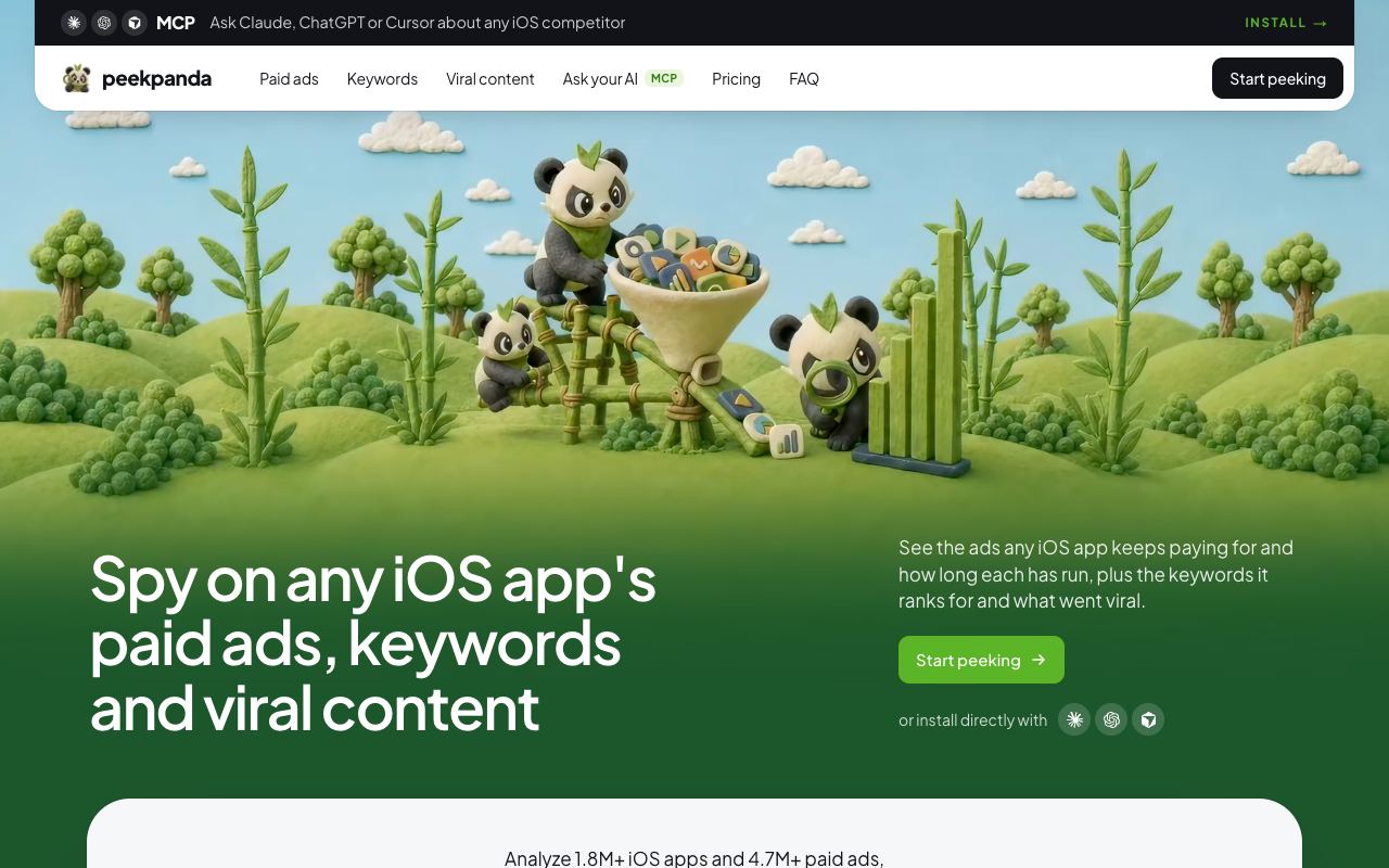 PeekPanda — لقطة شاشة للموقع
