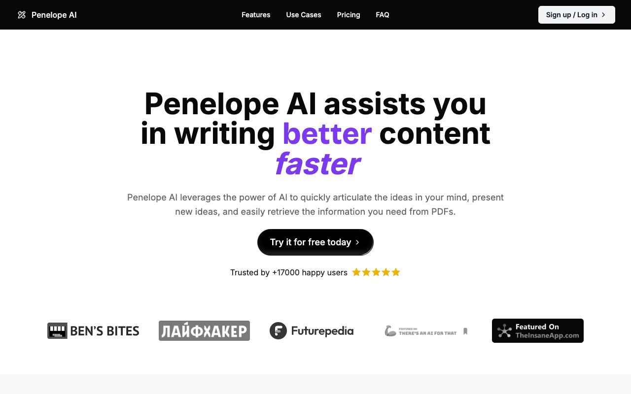 Penelope AI — website screenshot