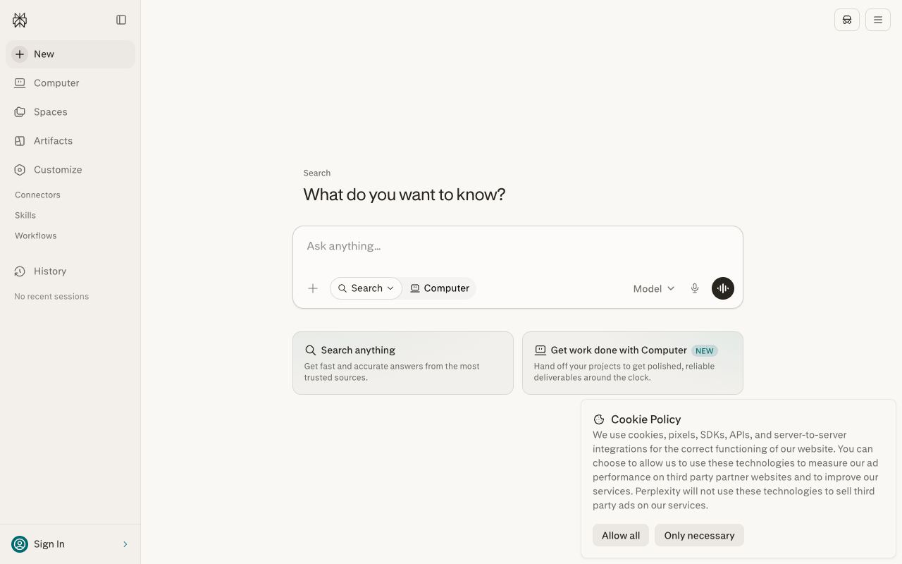 Perplexity — website screenshot