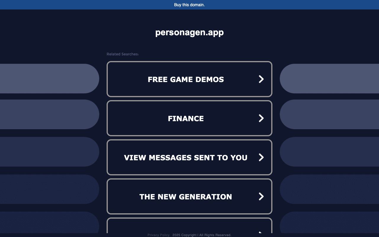 PersonaGen — website screenshot