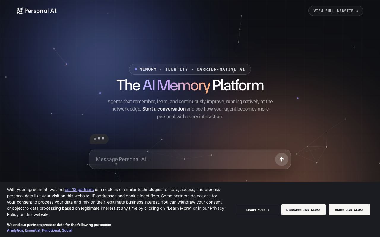 Personal AI — website screenshot