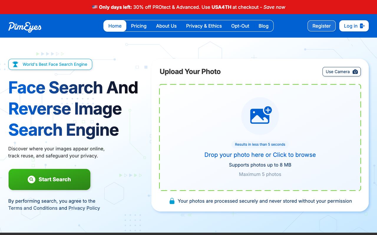 PimEyes — website screenshot