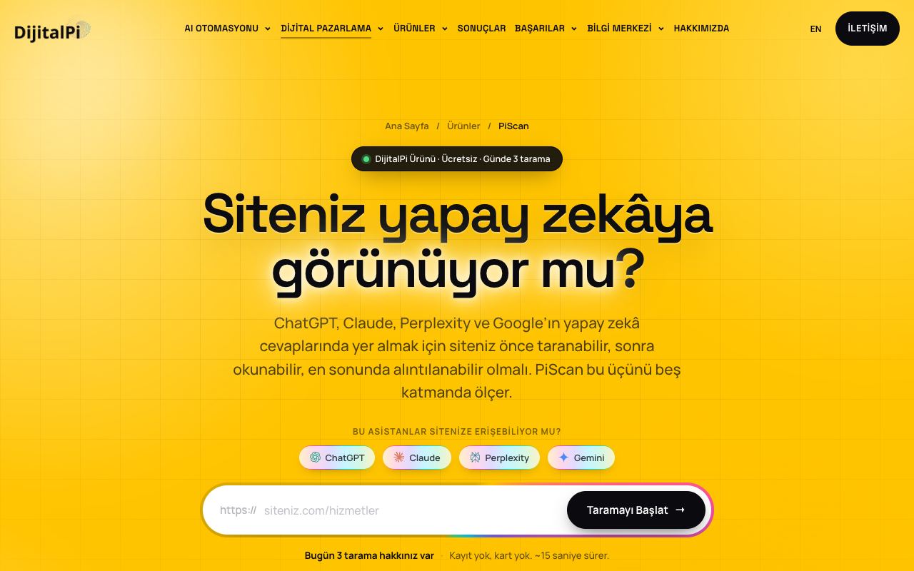PiScan — schermata del sito web