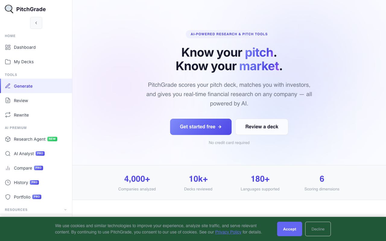PitchGrade — website screenshot