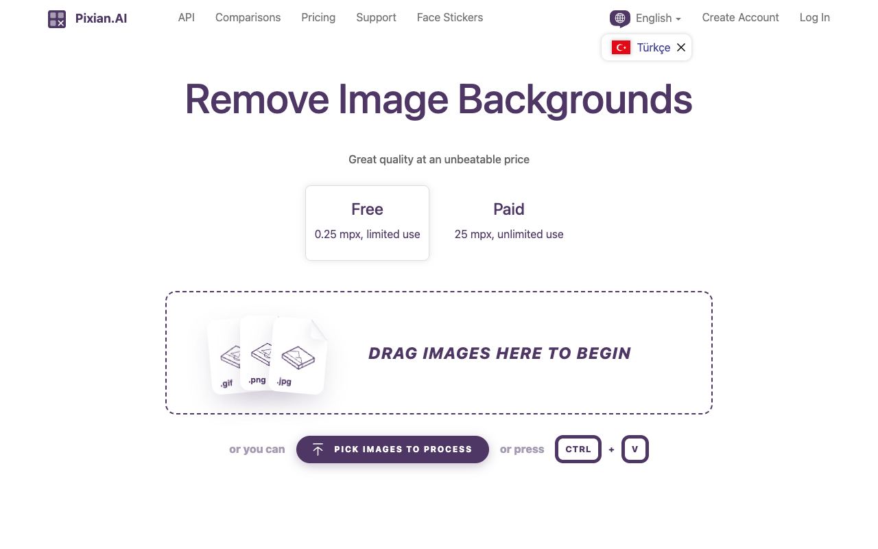 Pixian — website screenshot