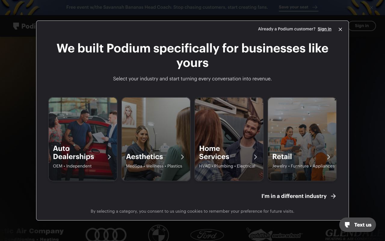 Podium — website screenshot