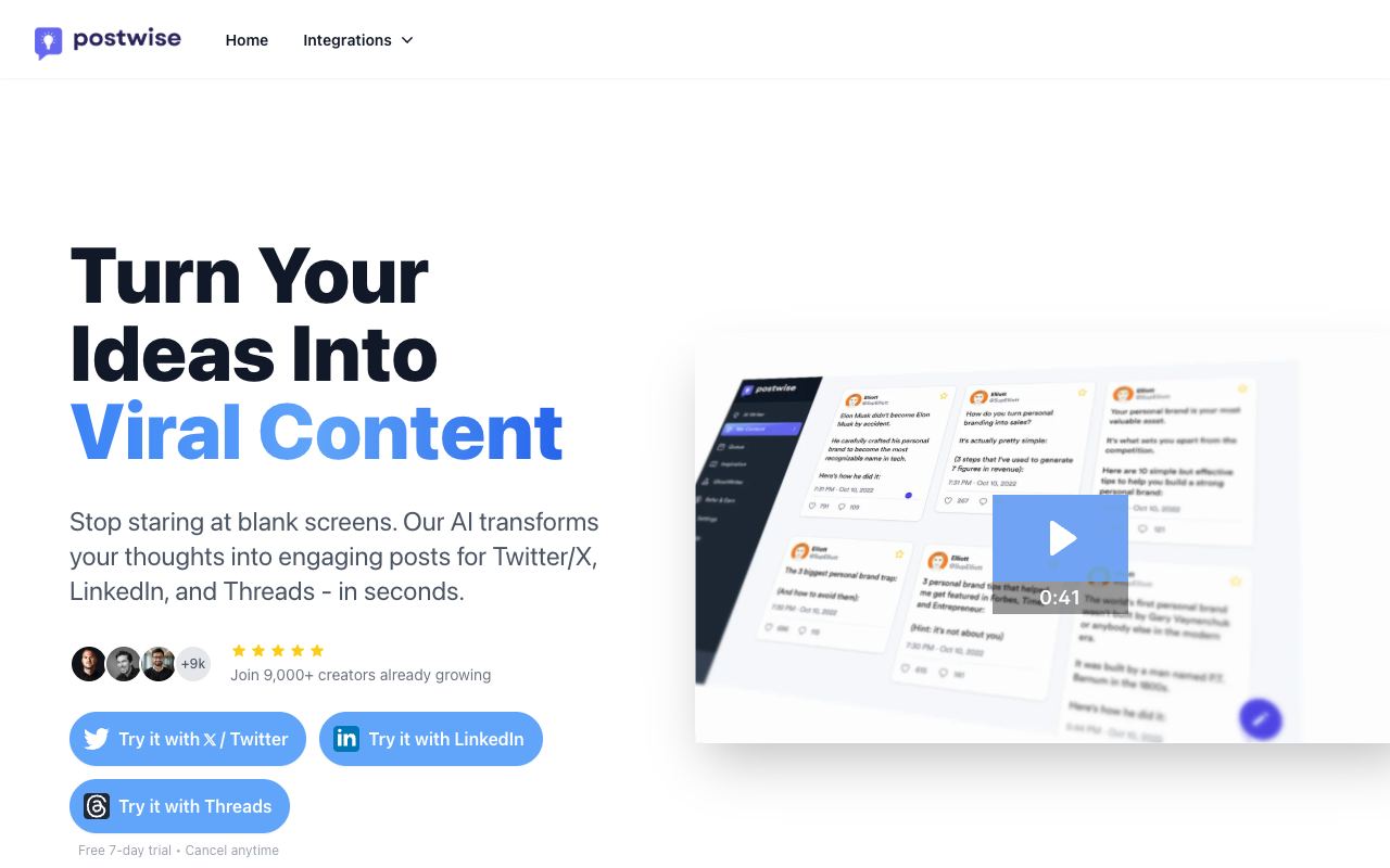 Postwise — website screenshot