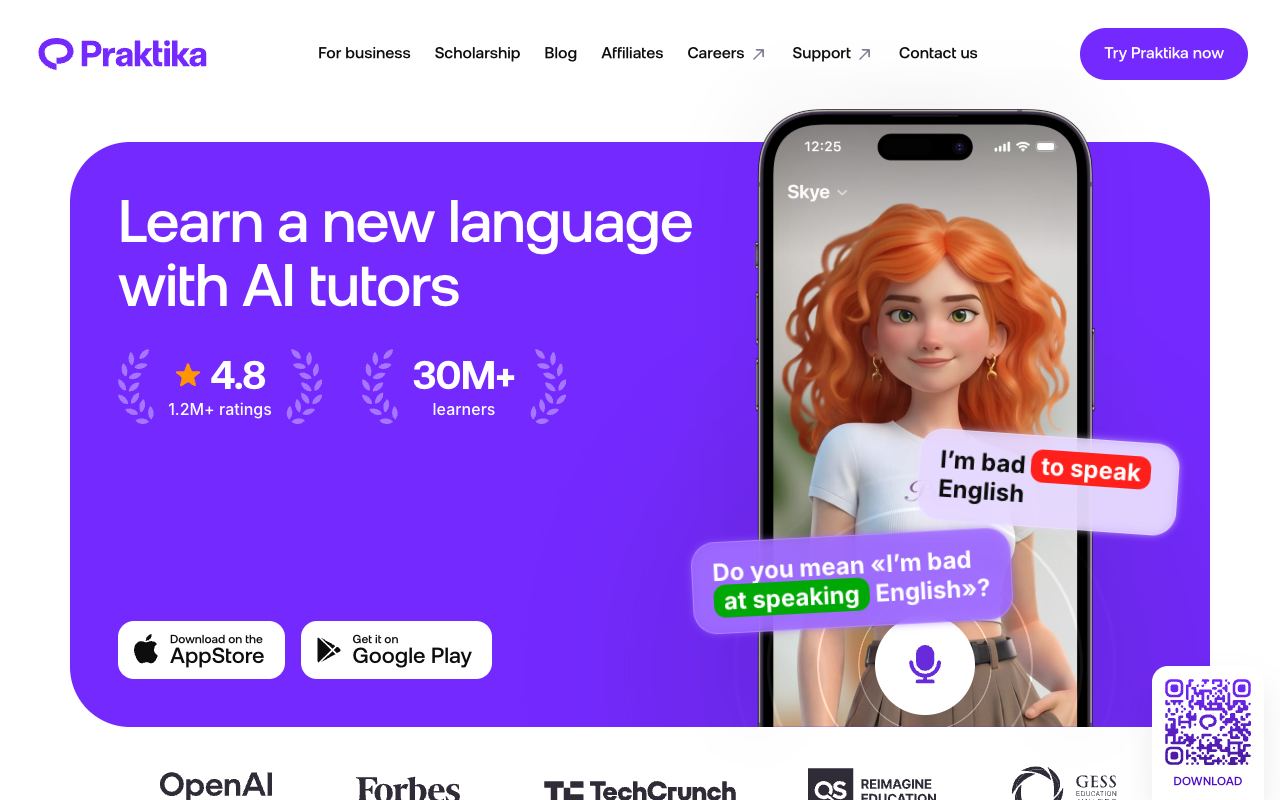 Praktika AI — site ekran görüntüsü