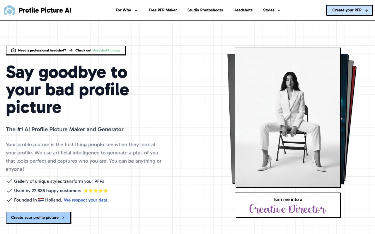 Profile Picture AI — website screenshot