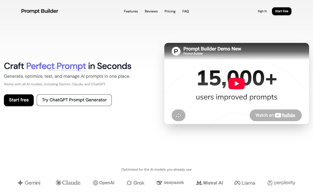 Prompt Builder — website screenshot