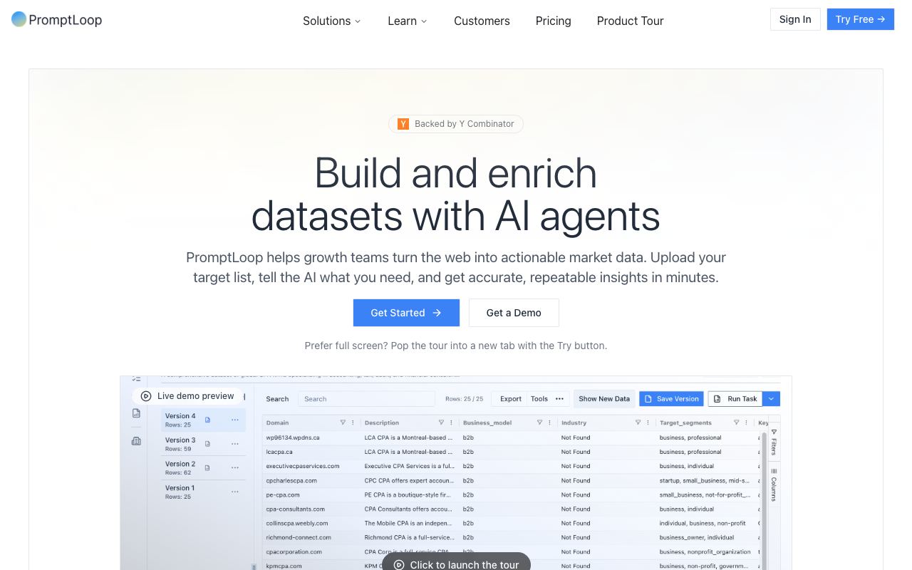 PromptLoop — website screenshot