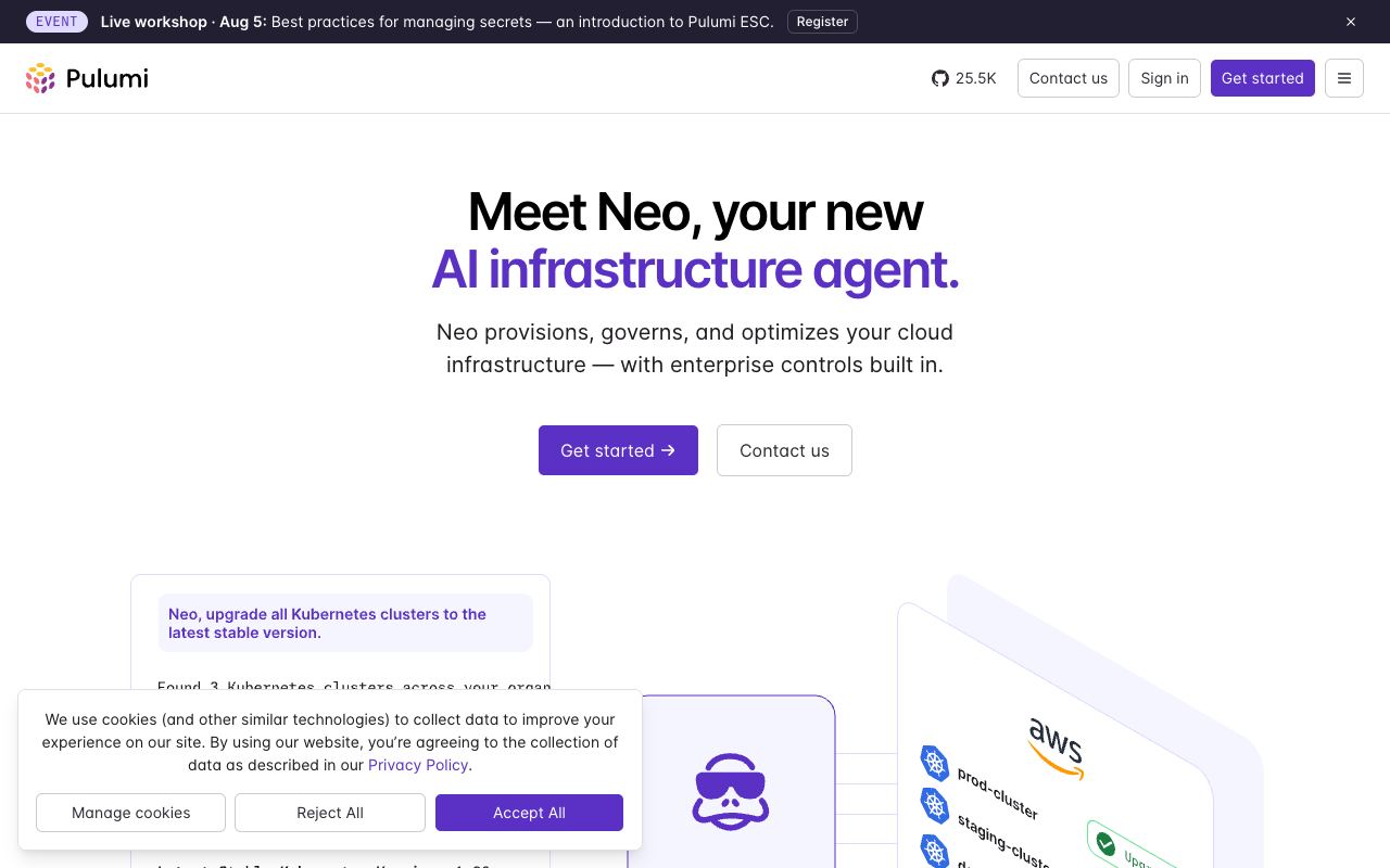 Pulumi Neo — website screenshot