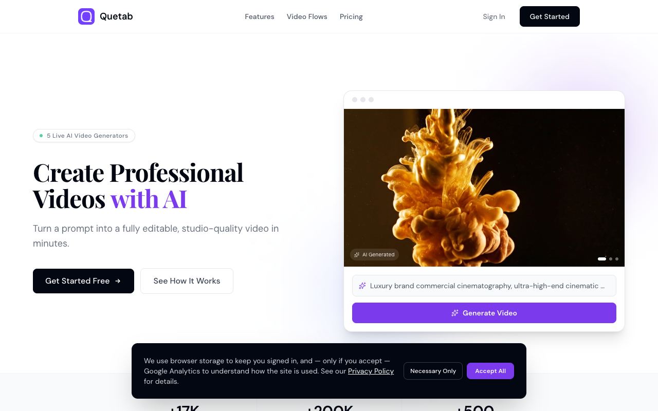 Quetab — website screenshot