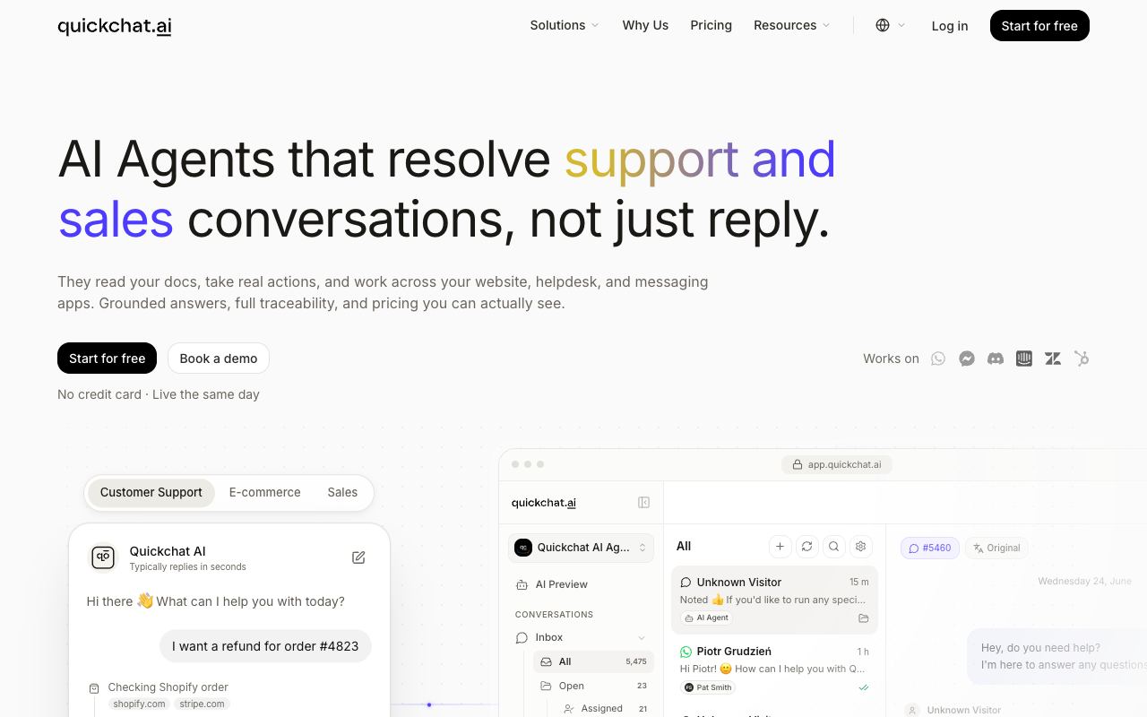 Quickchat — site ekran görüntüsü