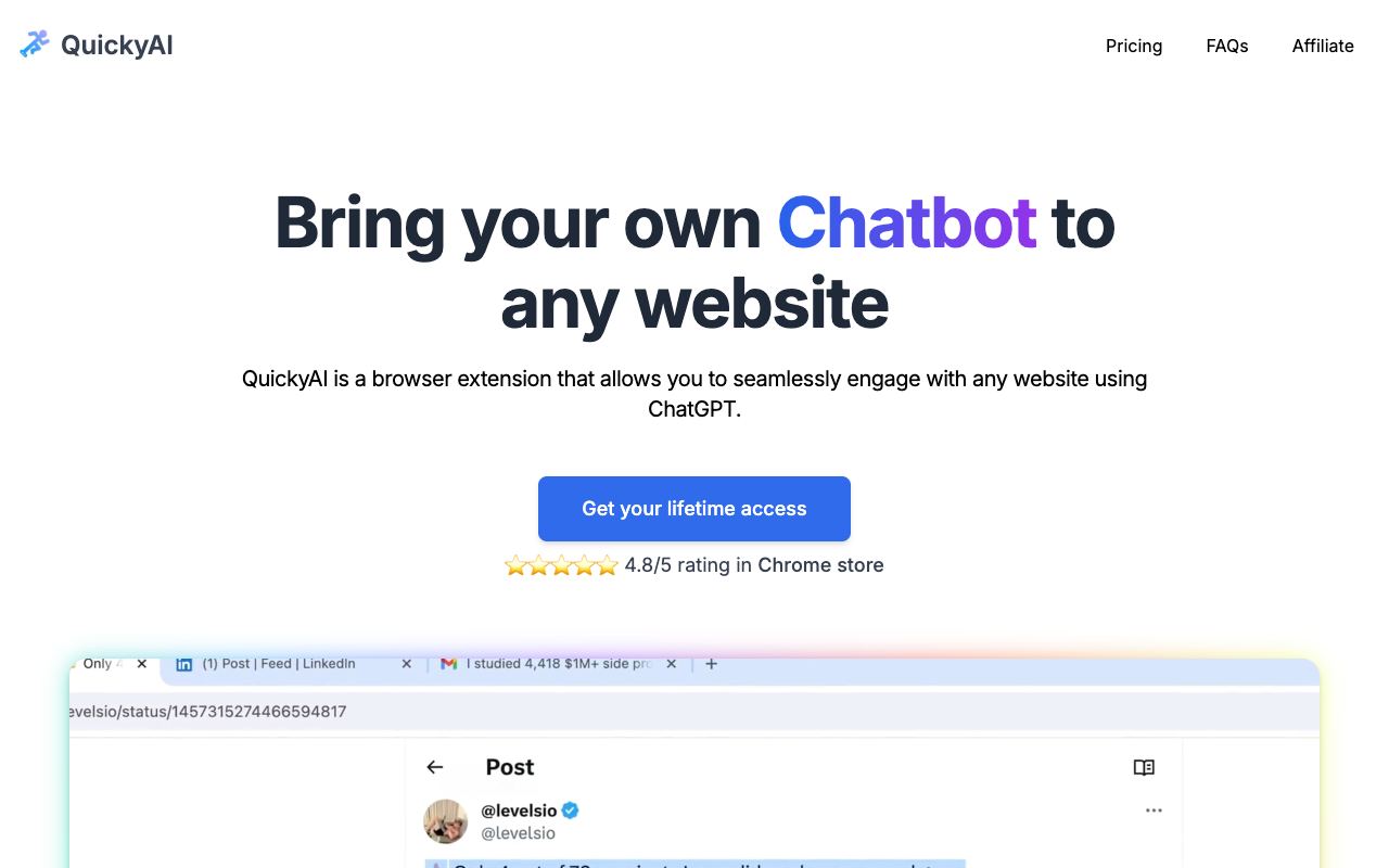 QuickyAI — website screenshot