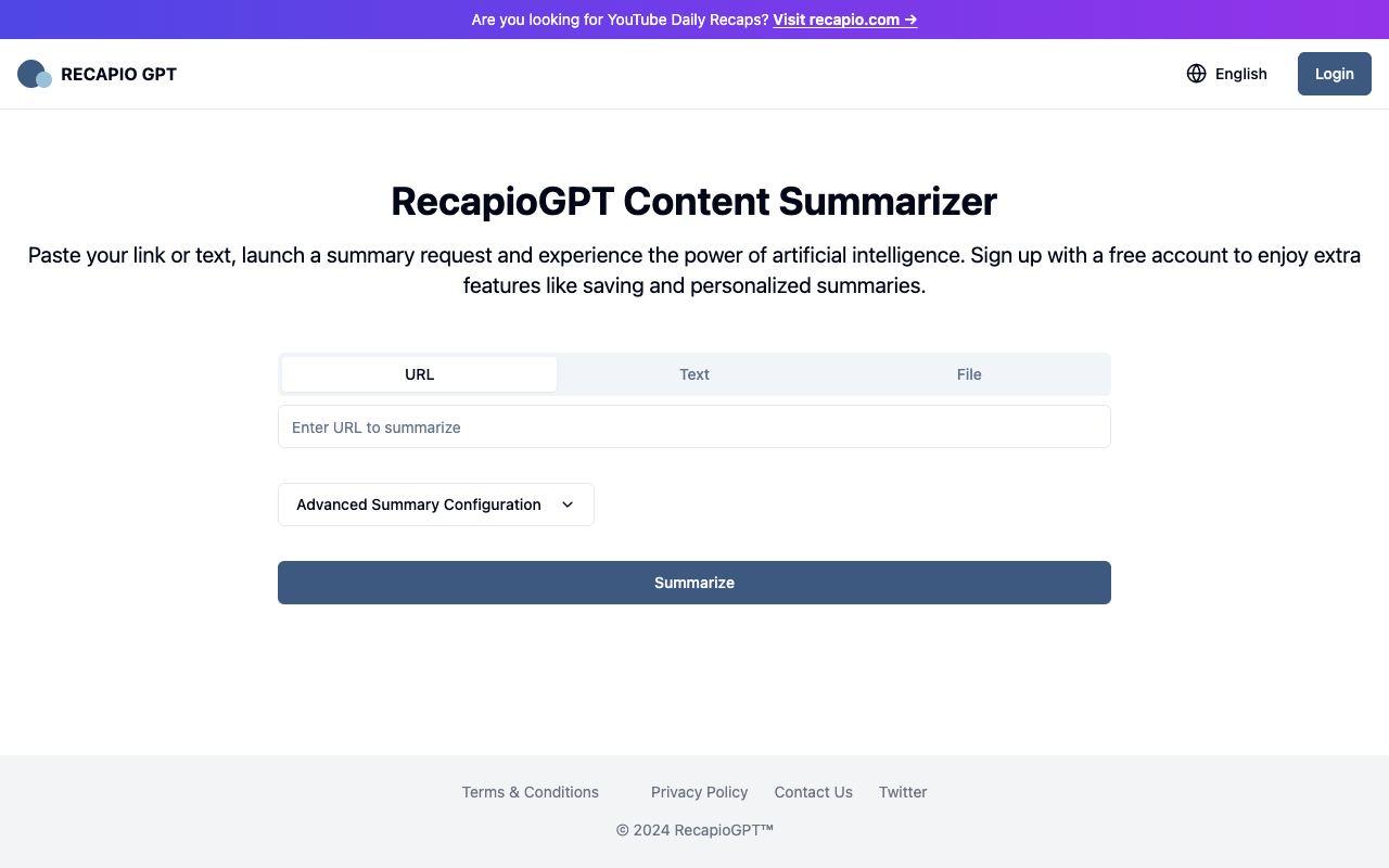 RecapioGPT — website screenshot