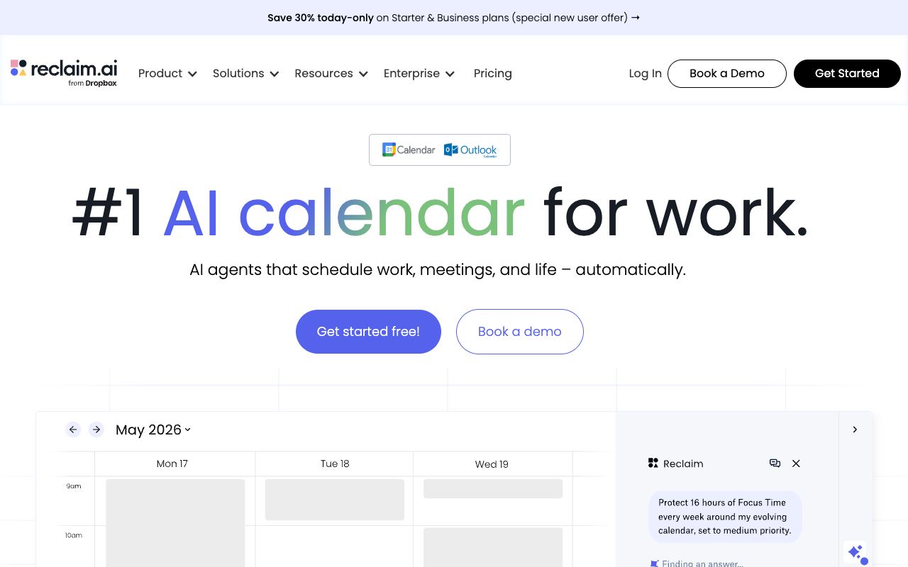 Reclaim AI — website screenshot