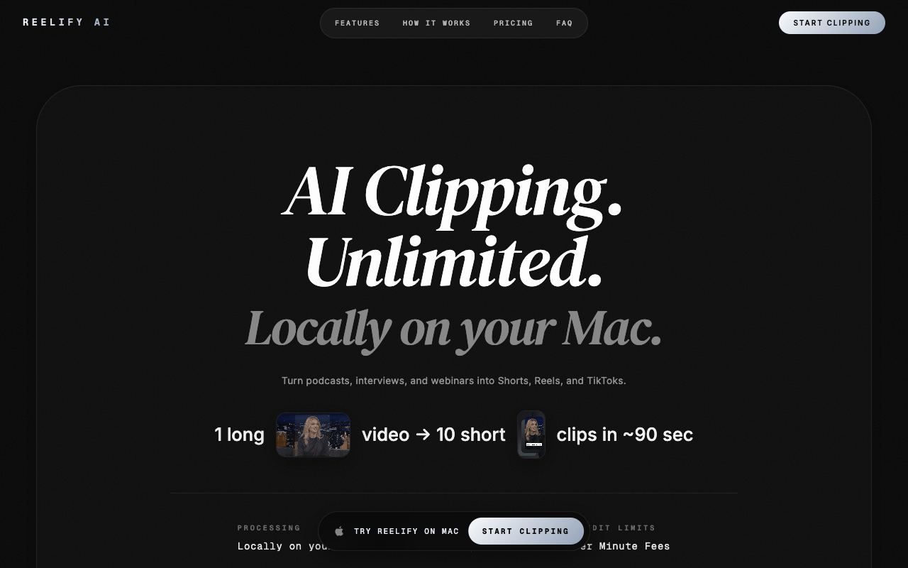 Reelify AI — website screenshot