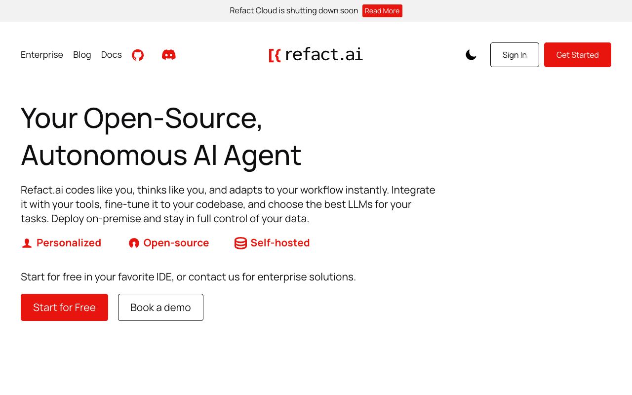 Refact AI — website screenshot