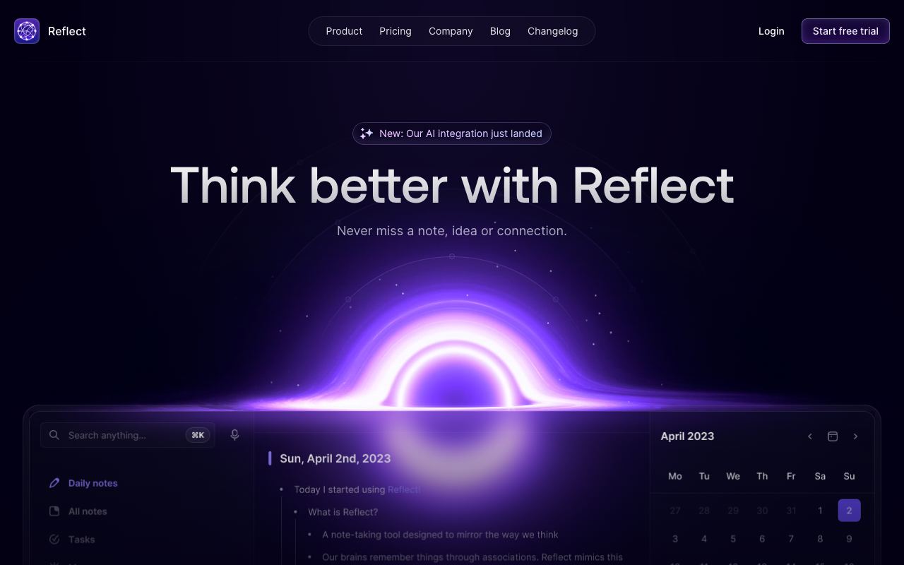Reflect — website screenshot